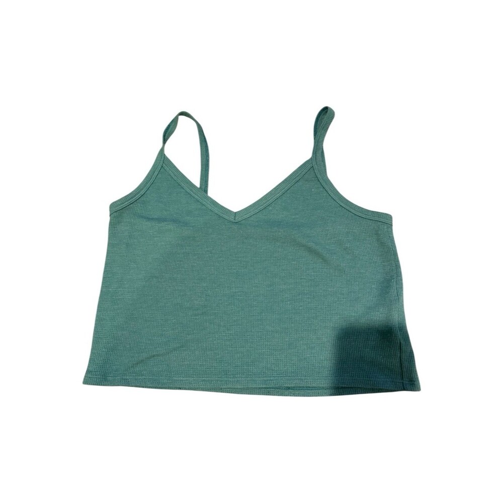 American eagle Teal Green V-Neck Ribbed Cropped Cami Tank size L